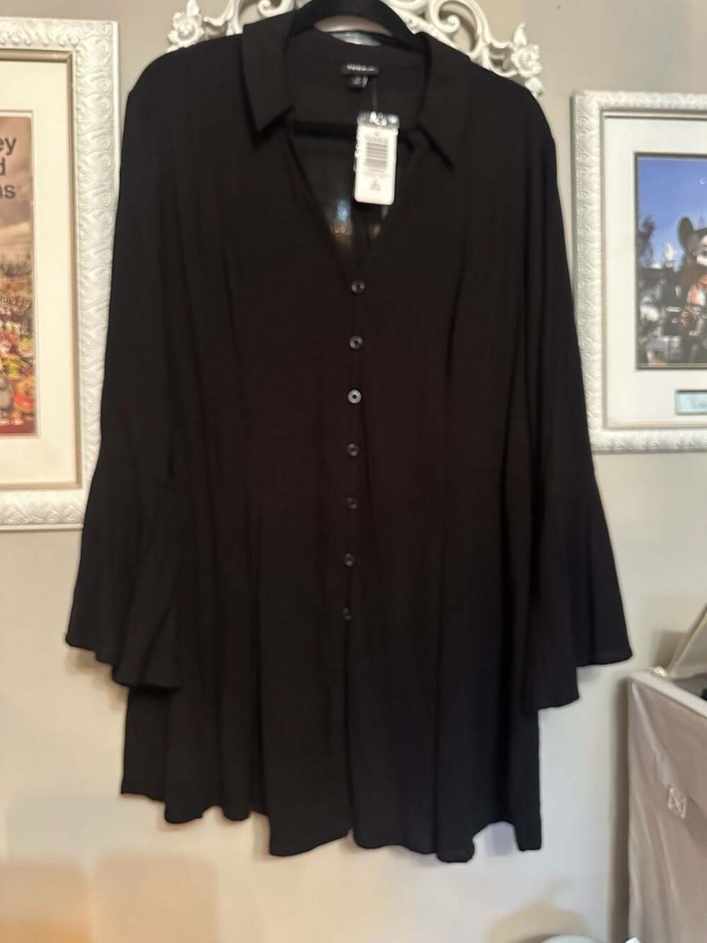 Torrid Fit and Flare Rayon Slub Button Front Top Black Size 2 (2X)